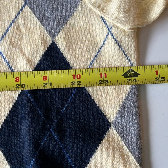 Cheery Argyle Lightweight Merino Wool Blend Sweater (Size XL) - Picture 6 of 8